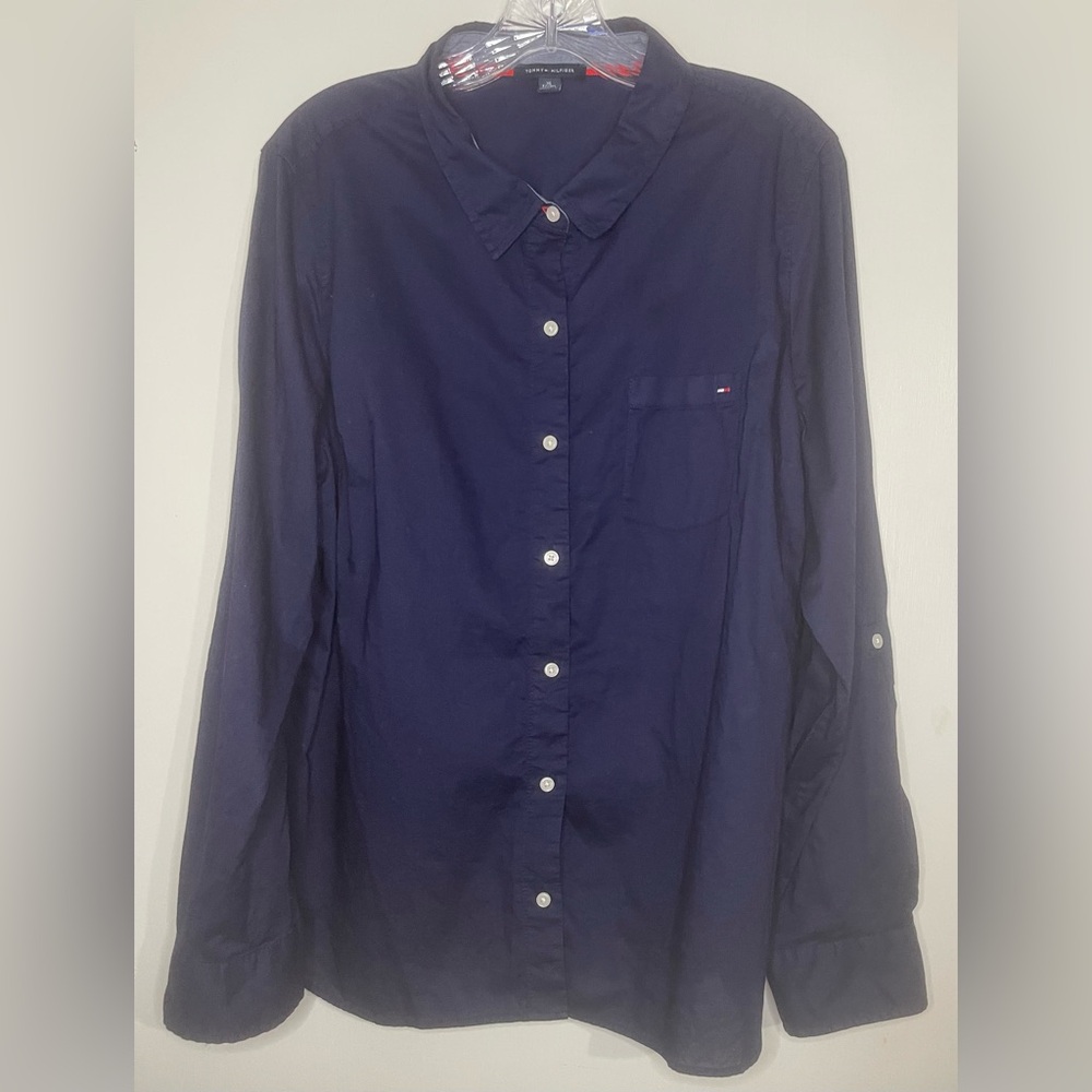 Tommy Hilfiger Women’s Cotton Roll-Tab Button-Up Shirt - Size XL